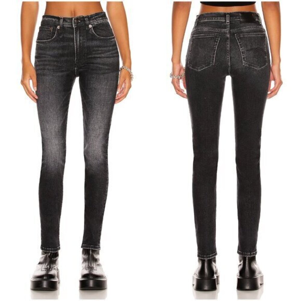 R13 High Rise Skinny Jeans in Morrison Black Size 25